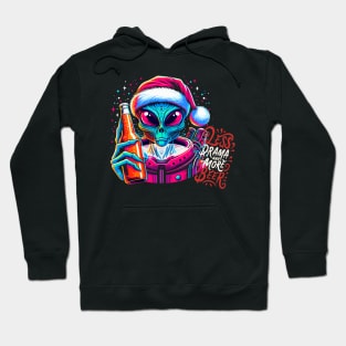 Galactic Santa Alien Toasting Holiday Cheers Hoodie